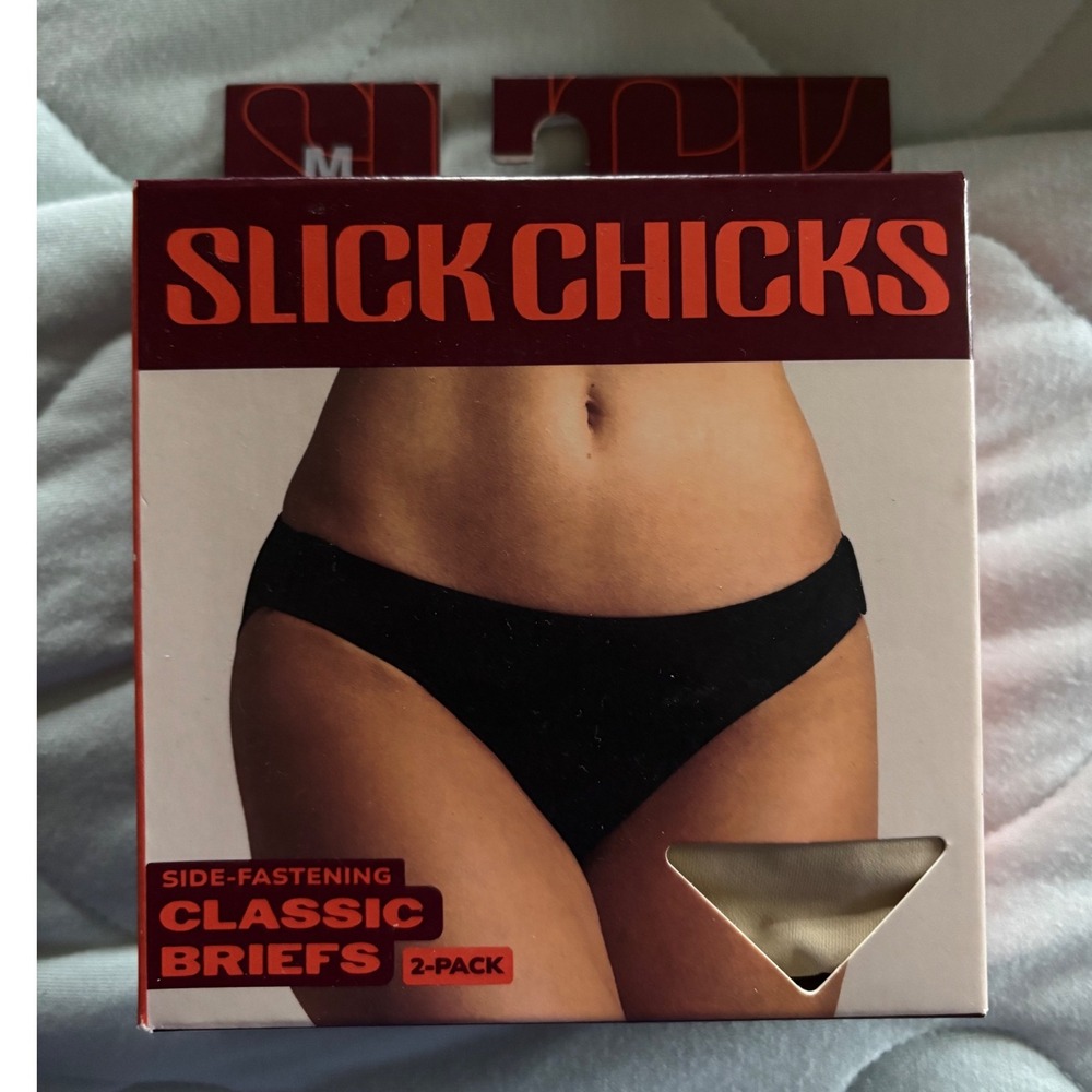 Slick Chicks Classic Brief 2 Pack Black/Nude ‎ Side Fastening Adaptive Size M